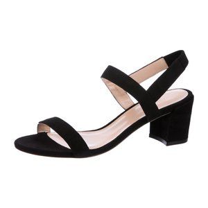 STUART WEITZMAN SIMPLE ELASTIC Strap Sandal BLACK SUEDE NUDIST 10 (D4)